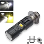 Двоколірна світлодіодна лампа LED Motorcycle цоколь P15D для мотоцикла 3SMD 1860 28W 9-96V Ближне Дальне Біле Жовте світло