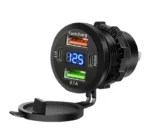 Автомобільний зарядний пристрій два порти 2 USB + 2 Type-C 12-24V 83W врізна розетка, з вольтметром синє підсвічування - Зображення 4