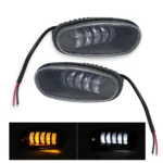 Двоколірні Led ПТФ протитуманні фари Daewoo Lanos Sens. Діодні ПТФ 5 лінз 50W. Скло знімне. МЕТАЛ