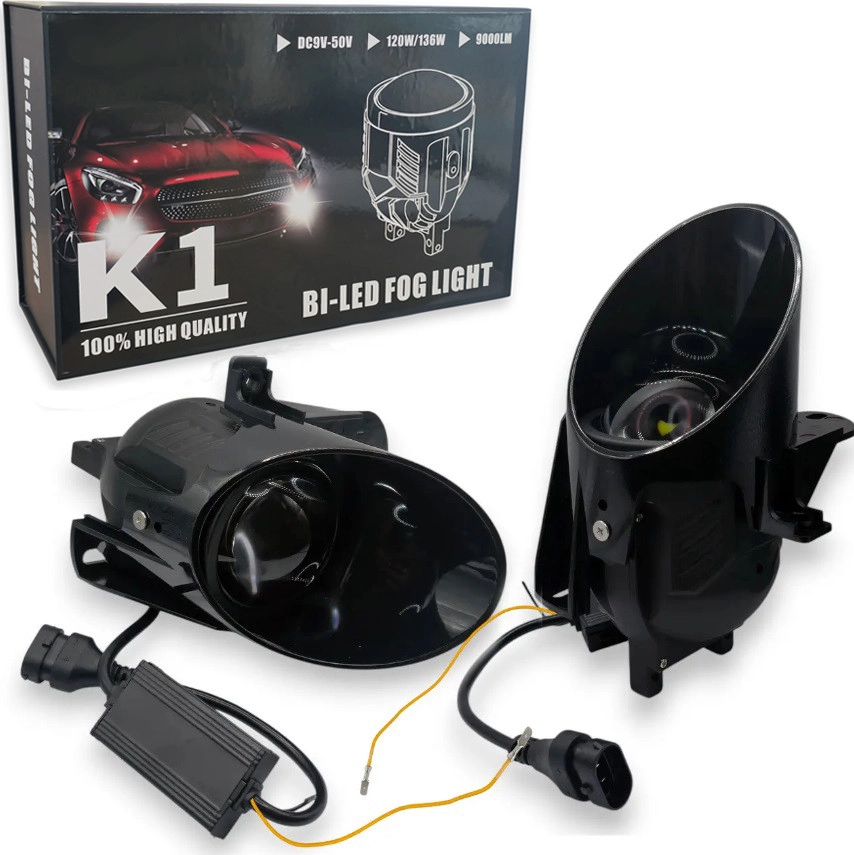7425164022_protivotumanni-fari-vw-b6 Противотуманні фари VW-B6 лінза 12V/24V 120W/136W 9000Lm Ближнє Дальнє Біле світло керування з телефону комплект К1 - Зображення 1