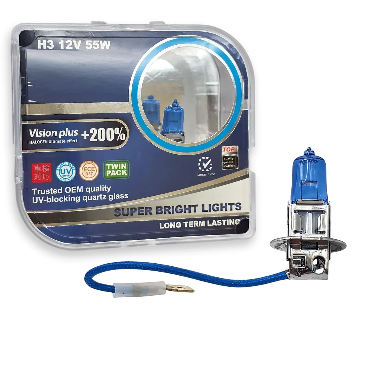 7454067224_komplekt-galogenovih-lamp Комплект галогенових ламп H3 12V 55W PK22s VISION PLUS +200% (пластик 2шт) - Зображення 1