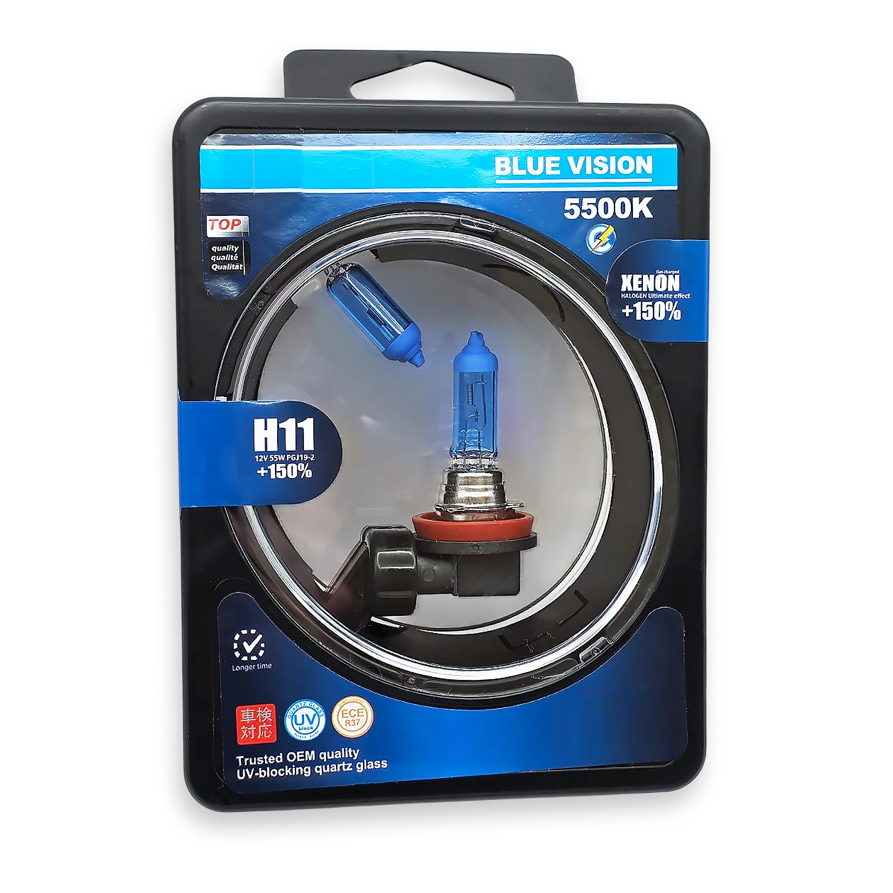 7458457196_komplekt-galogenovih-lamp Комплект галогенових ламп H11 12V 55W PGJ 19-2 BLUEVISION+150% (пластиковий бокс 2шт) - Зображення 1