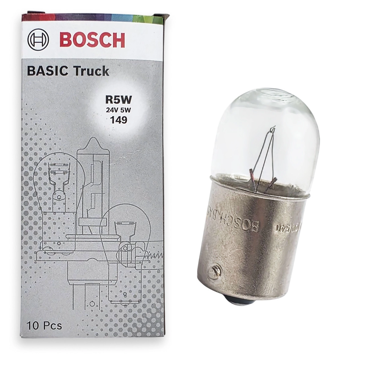 7470270513_avtomobilna-lampa-bosch Автомобільна лампа BOSCH R5W BA15s Basic Truck 24V 5W (149) (1987302868) - Зображення 1