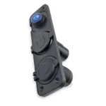 Автомобільний зарядний пристрій 1USB + 2Type-C, подвійна розетка прикурювача 12V/24V, панель з кнопкою та синьою підсвіткою - Зображення 5