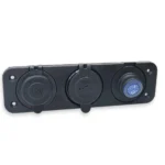Автомобільний зарядний пристрій 1USB + 2Type-C, подвійна розетка прикурювача 12V/24V, панель з кнопкою та синьою підсвіткою - Зображення 8