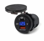 Автомобільна зарядка в прикурювач USB + PD Type-C роз'єм QC 3.0 (швидке заряджання) Синє підсвічування