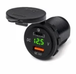 Автомобільна зарядка в прикурювач USB + PD Type-C роз'єм QC 3.0 швидке заряджання з дротом Зелене підсвічування