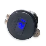 Автомобільна зарядка 12V-24V 2xUSB 2.1A з вольтметром синім, врізна, з кришкою - Зображення 3
