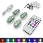 Комплект світлодіодних стробоскопів 2SMD RGB з пультом для авто, мотоциклів та ін. транспортних засобів