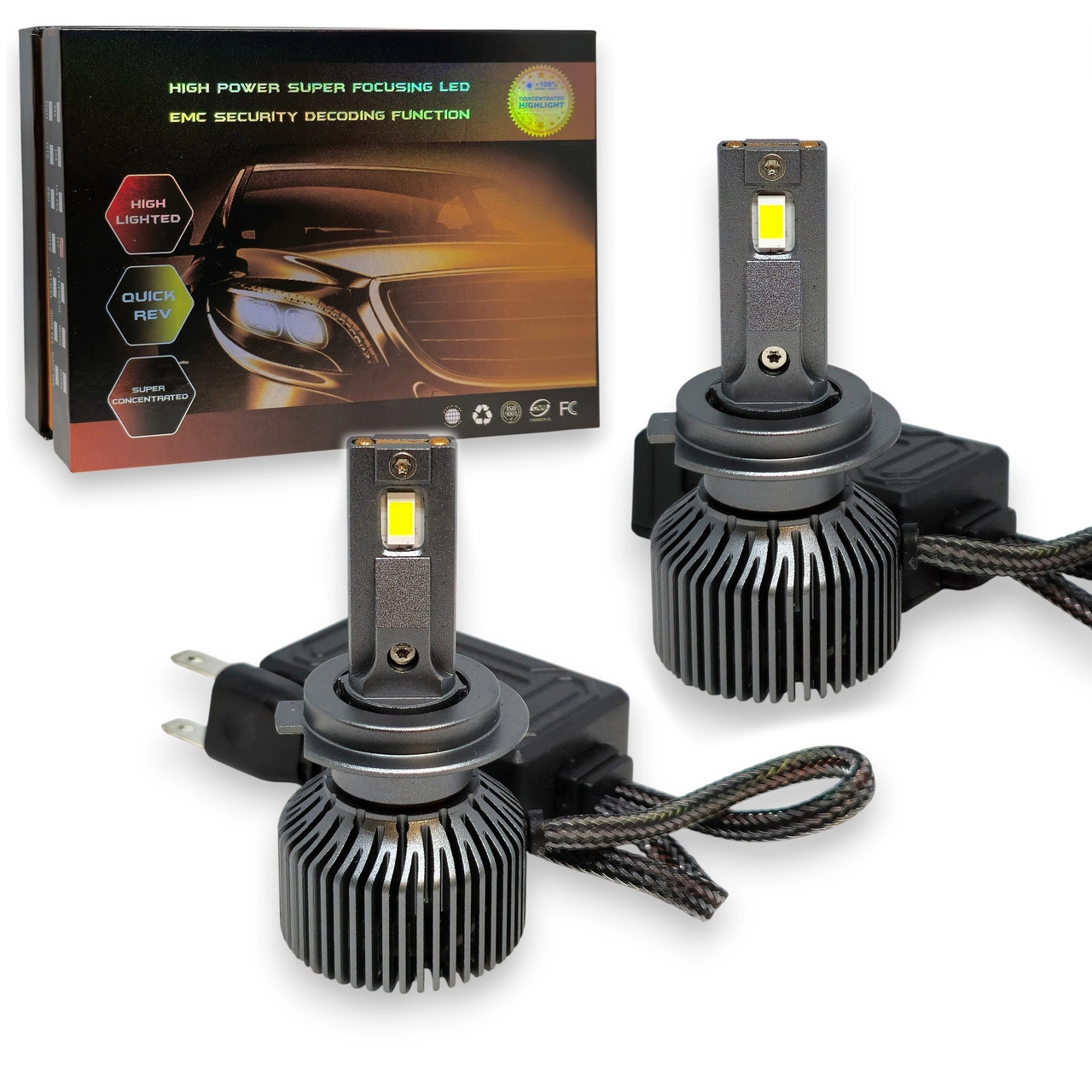6991946024_avtomobilni-svitlodiodni-lampi Автомобільні світлодіодні лампи H7 12 SMD 100 W 6500 K 12 V комплект - Зображення 1