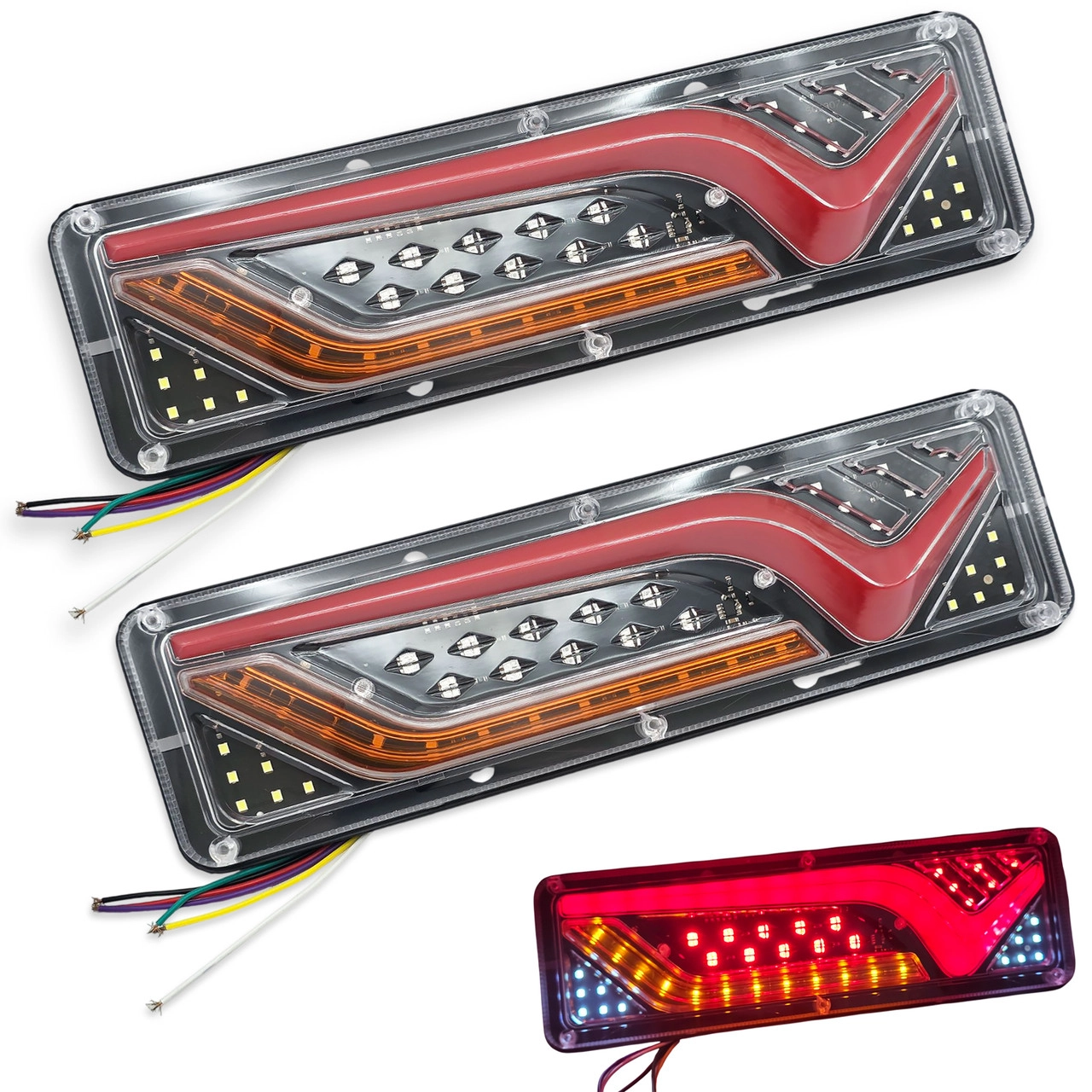 7578111694_stop-signal-wd-120 Стоп сигнал WD-120 (12/24) розмір 29×9 см, задній діодний Жовте/Червоне та біле світло (комплект 2шт) - Зображення 1