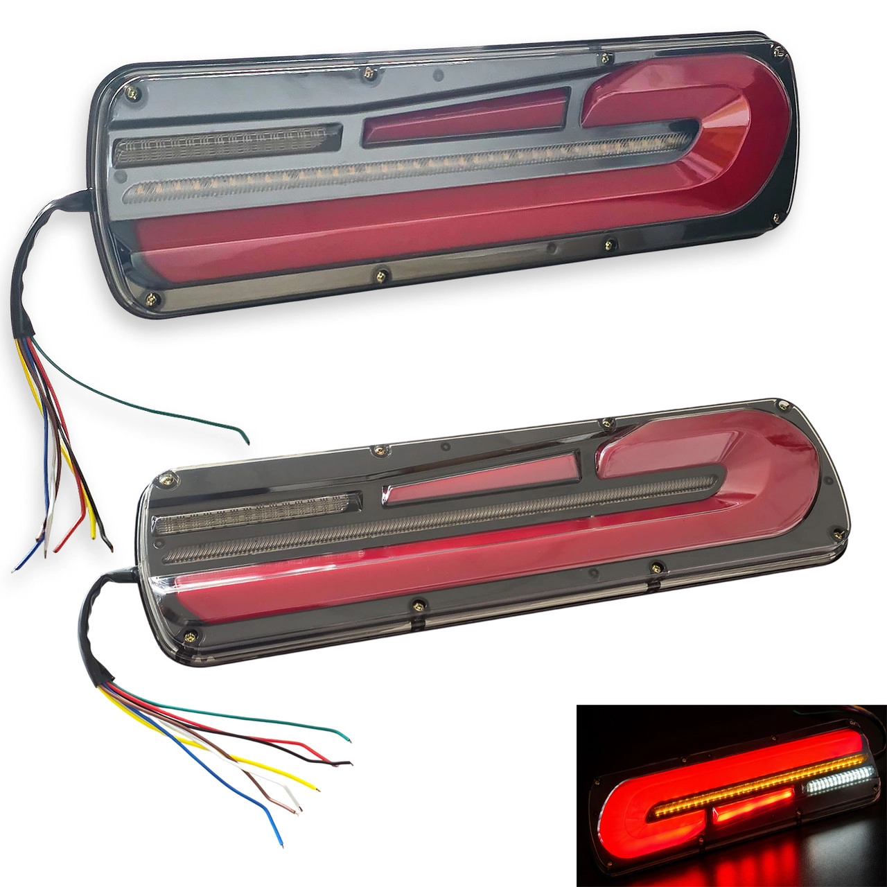 7580989050_stop-signal-tl-ka-115 Стоп сигнал TL-KA-115 (12/24) розмір: 46 см, задній діодний Жовте/Червоне та біле світло (комплект 2шт) - Зображення 1