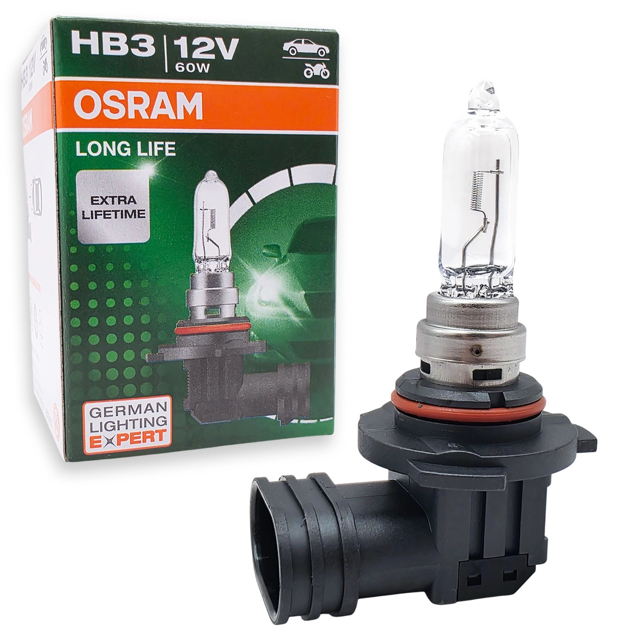 7637850504_galogenna-lampa-osram Галогенна лампа OSRAM HB3 12V 60W Long Life P20d картон 1 шт. - Зображення 1