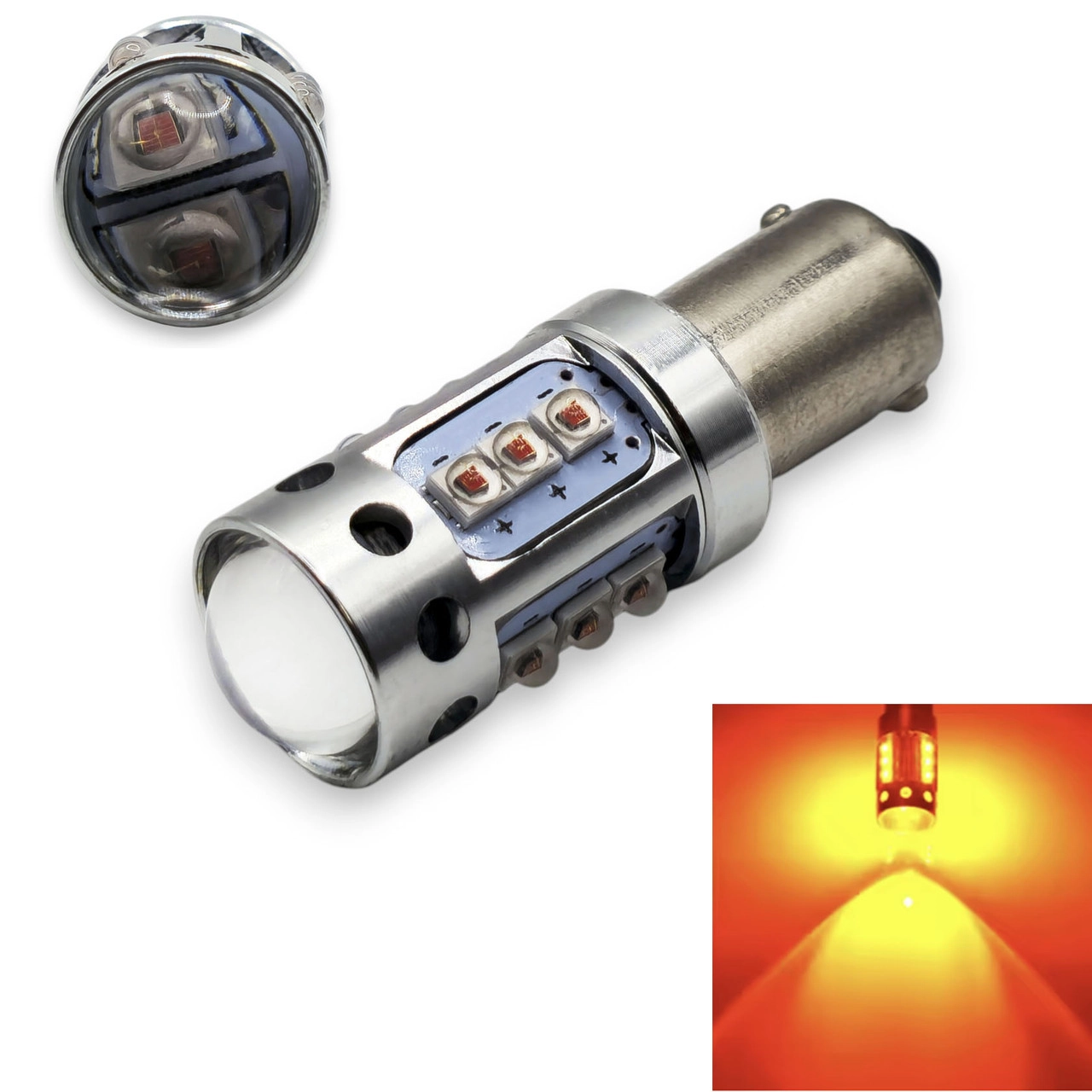 7682094599_svitlodiodna-lampa-t4w Світлодіодна лампа T4W BA9S 14SMD Cree 12V з обманкою Жовте світло - Зображення 1