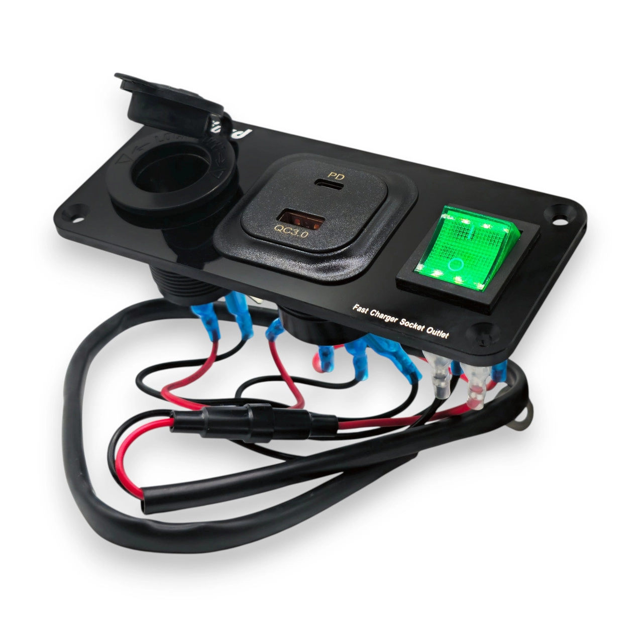 7687880950_vrizna-avtomobilna-panel Врізна автомобільна панель розеток 3-в-1 USB QC 3.0 + Type-C PD з прикурювачем та кнопкою Автомобыльна зярядка - Зображення 1