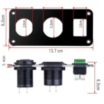 Врізна автомобільна панель розеток 3-в-1 USB QC 3.0 + Type-C PD з прикурювачем та кнопкою Автомобыльна зярядка - Зображення 6