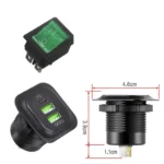 Врізна автомобільна панель розеток 3-в-1 USB QC 3.0 + Type-C PD з прикурювачем та кнопкою Автомобыльна зярядка - Зображення 7