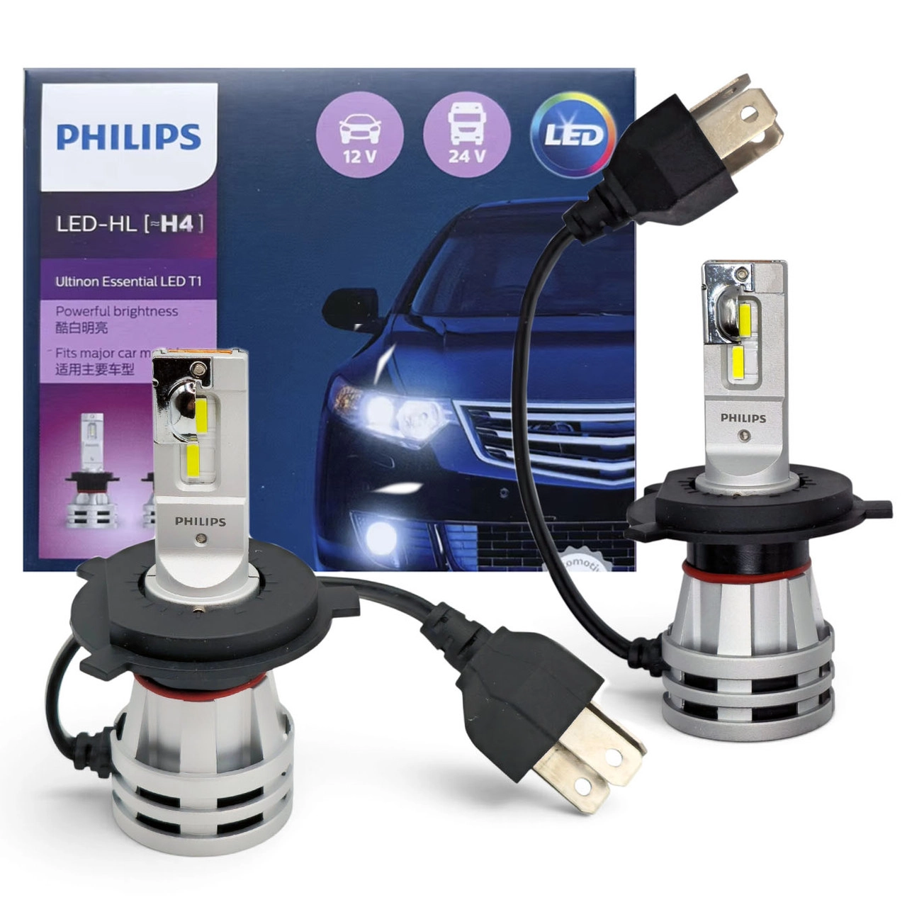 7697112801_avtomobilni-svitlodiodni-lampi Автомобільні світлодіодні лампи з цоколем H4 PHILIPS 12LED 12-24V 24W 11342UE2X2 - Зображення 1