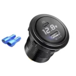Автомобільна зарядка в прикурювач USB + PD Type-C роз'єм QC 3.0 (швидке заряджання)  + Вольтметр