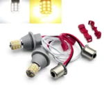 Двоколірна світлодіодна лампа 1156 BA15S P21W 54SMD 3014 з обманкою canbus Білий Жовтий комплект