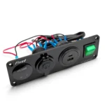 Врізна автомобільна панель розеток зарядок із Вольтметром 4 в 1 Type-C PD + USB-A QC 3.0 з прикурювачем і кнопкою - Зображення 6
