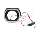 Маска для лінз 2.5" BMW Sport Black з LED ангельськими очками DRL + Габарити з пригасанням - Зображення 5